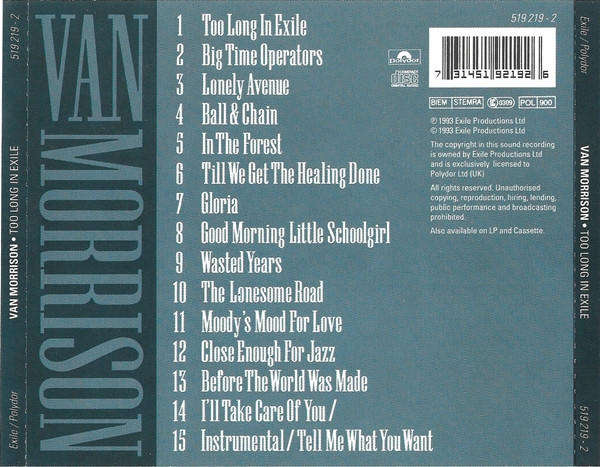 Van Morrison - Too Long In Exile CD Import
