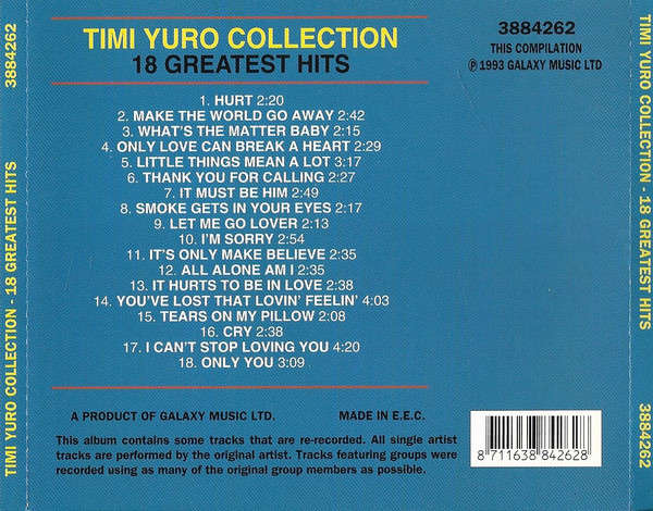 Timi Yuro - Collection 18 Greatest Hits CD Import