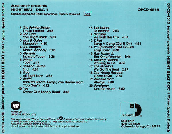 Various - Night Beat CD Import (80's)