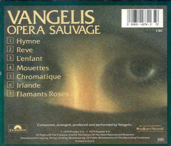 Vangelis - Opera Sauvage CD Import