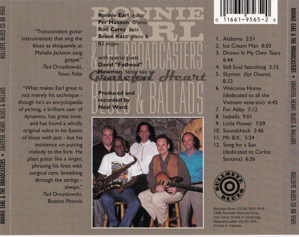 Ronnie Earl & Broadcasters ft Per Hanson, Rod Carey & Bruce Katz - Grateful Heart CD Import