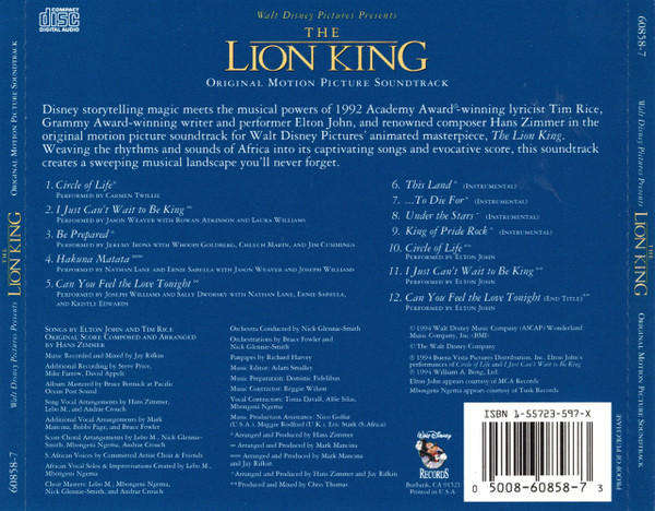Soundtrack - The Lion King CD Import