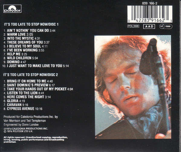 Van Morrison - It's Too Late To Stop Now Double CD Import