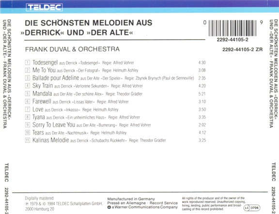 Frank Duval & Orchestra - Die Schönsten Melodien Aus "Derrick" Und "Der Alte" CD Import