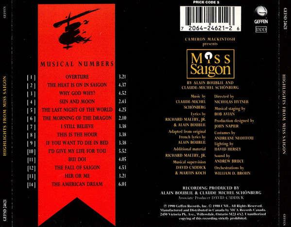 Soundtrack - Highlights From Miss Saigon CD Import