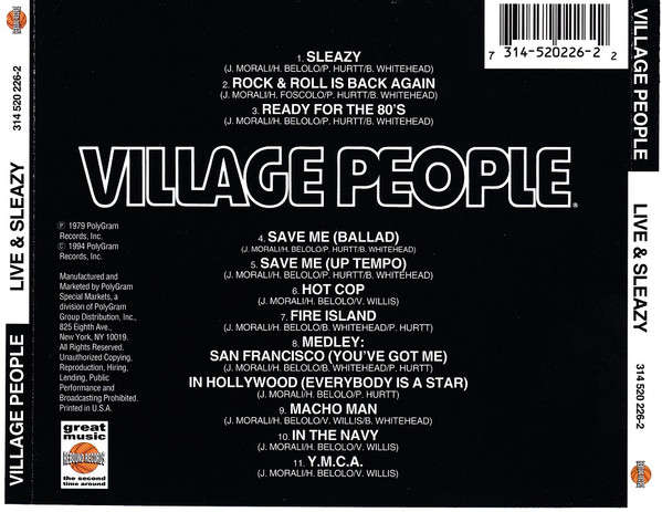 Village People - Live & Sleazy CD Import