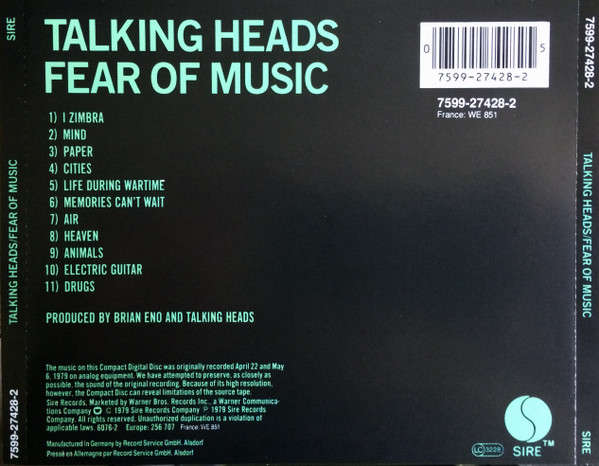 Talking Heads - Fear of Music CD Import