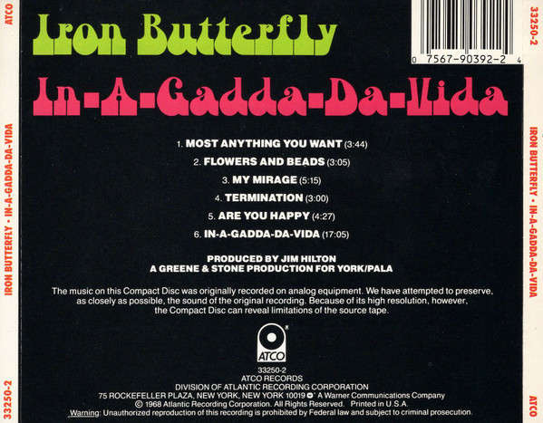 Iron Butterfly - In-A-Gadda-Da-Vida CD Import