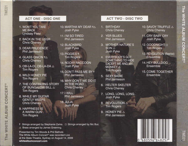 Phil Jamieson, Chris Cheney, Tim Rogers & Josh Pyke - White Album Concert Double CD Import