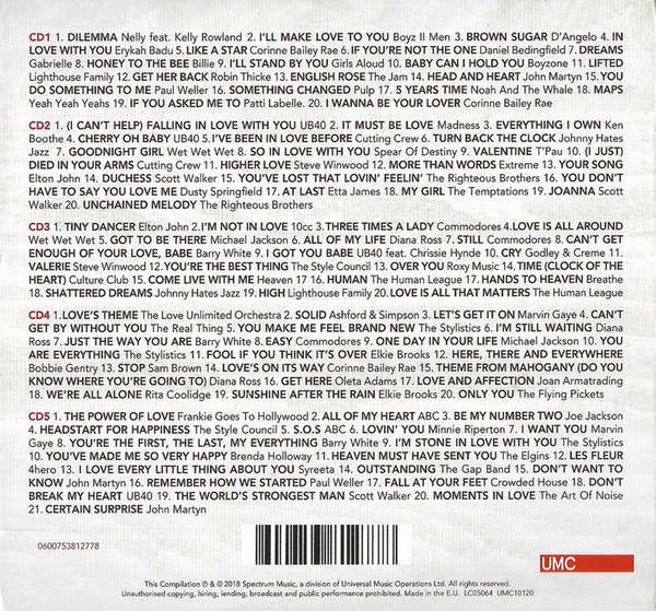Various - 101 Love Songs 5x CD Digipak Import