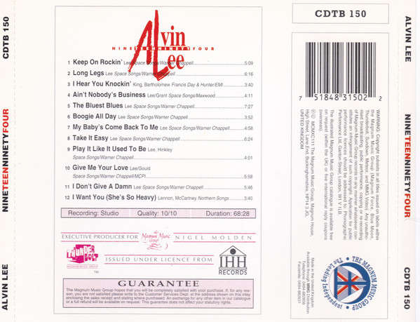 Alvin Lee - Nineteenninetyfour CD Import