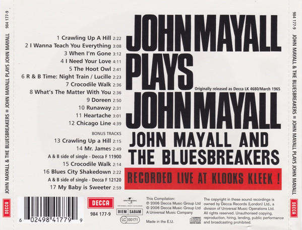 John Mayall & the Bluesbreakers - John Mayall Plays John Mayall CD Import