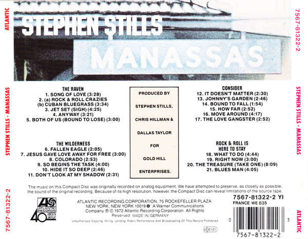 Stephen Stills - Manassas CD Import