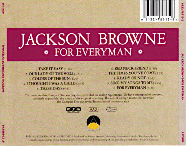 Jackson Browne - For Everyman CD Import