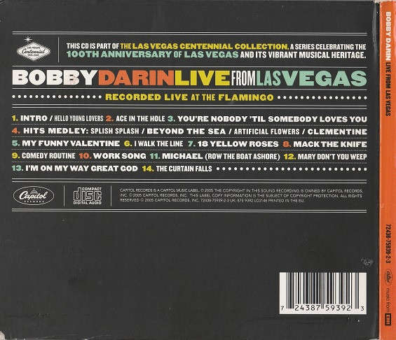 Bobby Darin  Live From Las Vegas CD Import