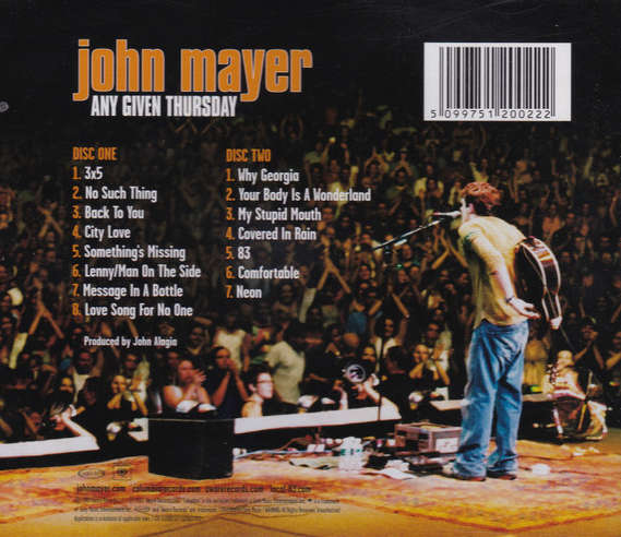 John Mayer  Any Given Thursday Double CD Import
