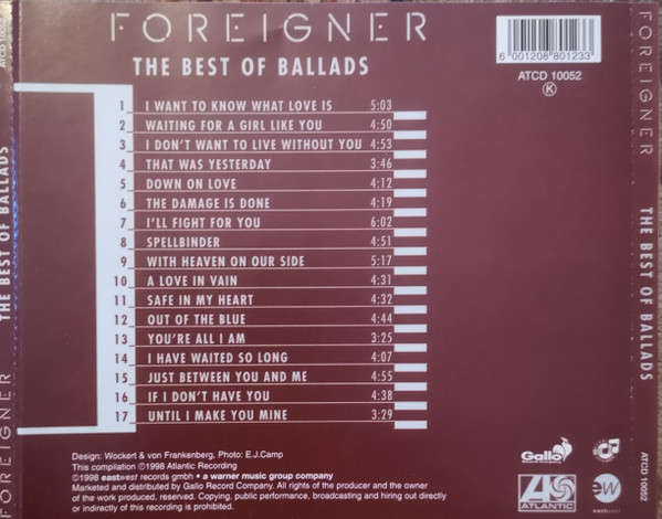 Foreigner - Best of Ballads CD