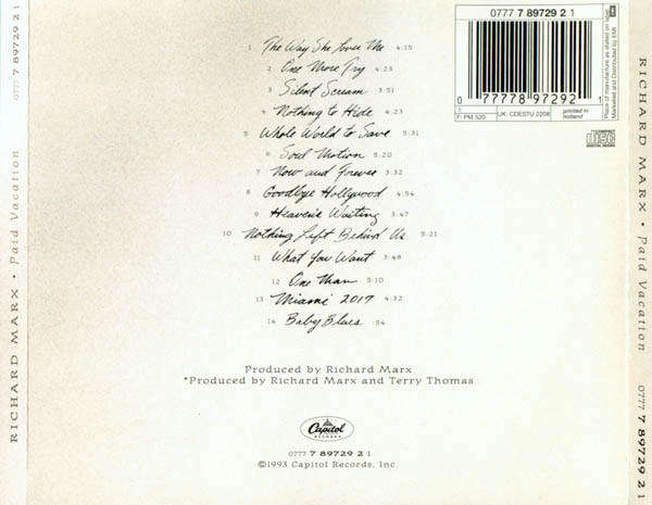 Richard Marx - Paid Vacation CD Import