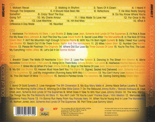 Various - Soul of Detroit - Motown Years 4x CD Set Import