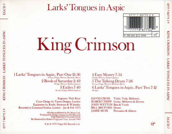 King Crimson - Larks' Tongues In Aspic CD Import