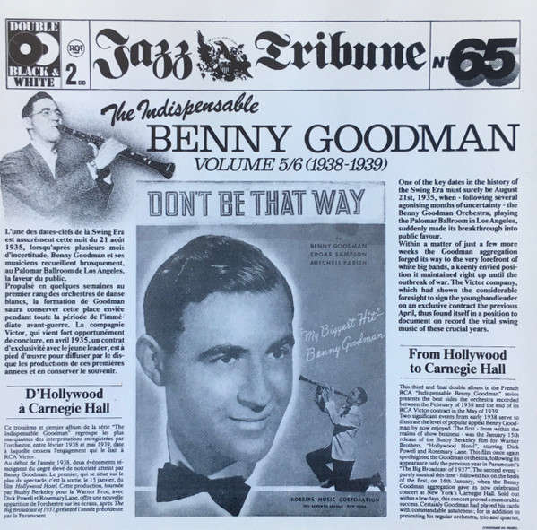 Benny Goodman - Indispensable Benny Goodman (Big Band) Vol. 5/6 (1938-1939) Double CD Import