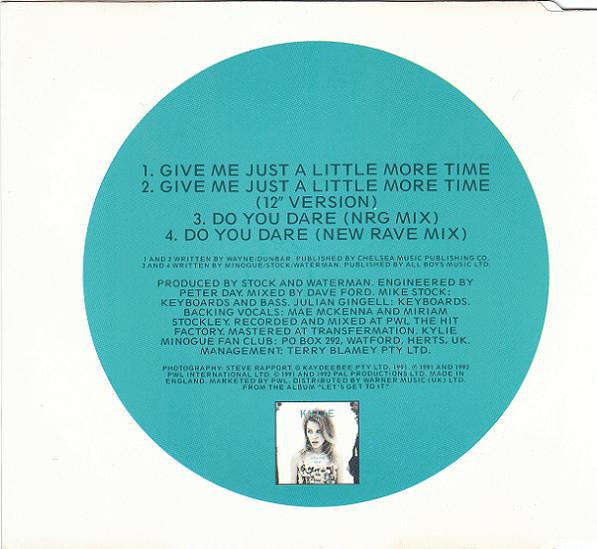 Kylie Minogue - Give Me Just a Little More Time Maxi CD Single Import