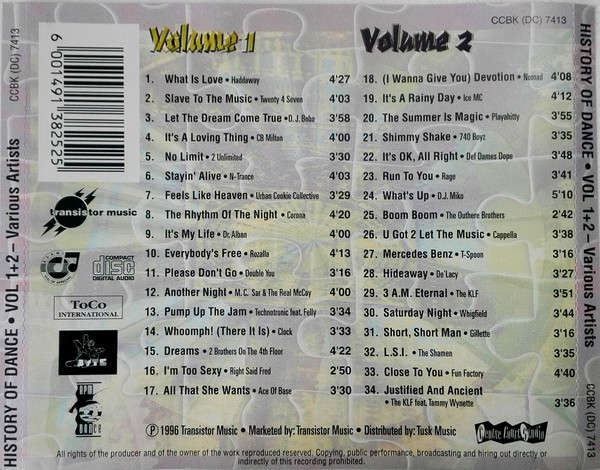 Various - History of Dance Volume 1 + 2 Double CD Rare