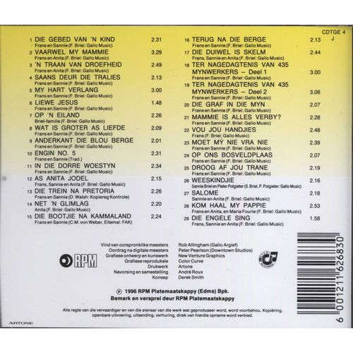 Die Briels - So Het Hulle Gesing Vol.1 CD Rare