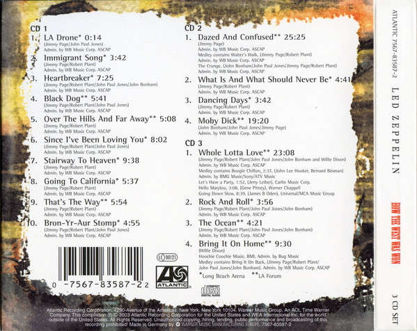 Led Zeppelin - How The West Was Won 3x CD Import Digipak