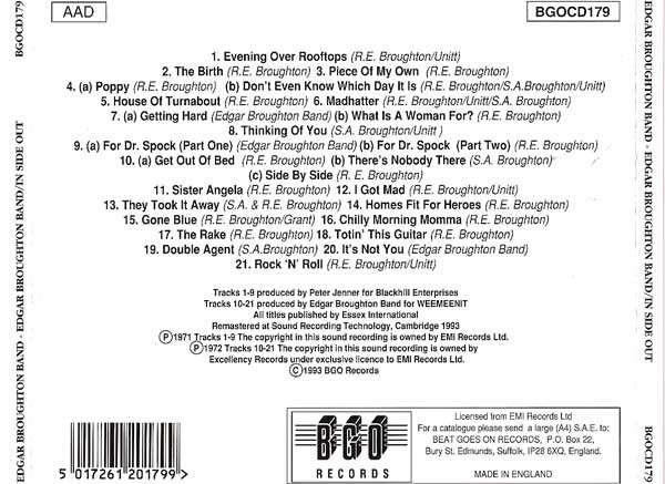 Edgar Broughton Band - Edgar Broughton Band/In Side Out CD Import