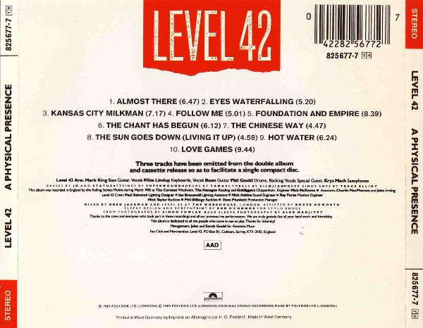 Level 42 - A Physical Presence CD Import