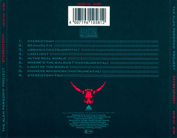 Alan Parsons Project - Stereotomy CD Import