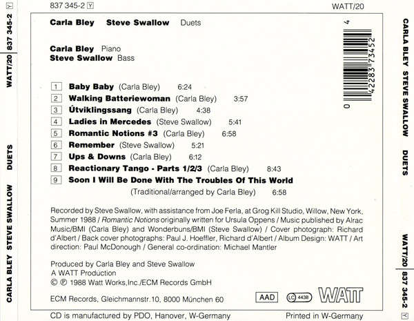 Carla Bley / Steve Swallow - Duets CD Import