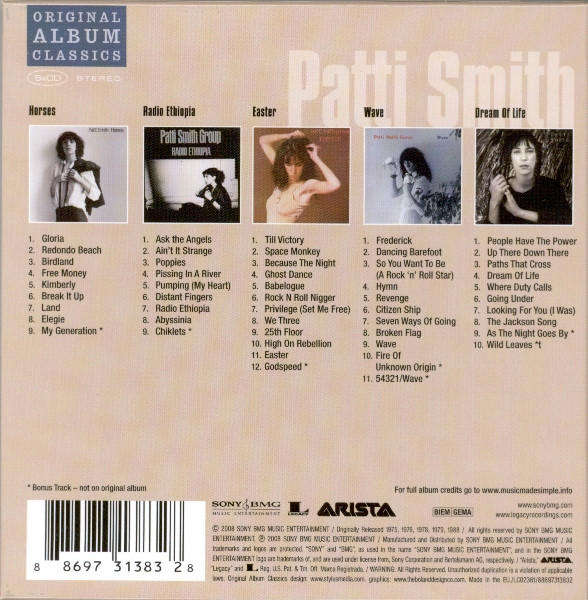 Patti Smith - Original Album Classics 5x CD Boxset Import