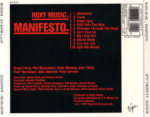 Roxy Music - Manifesto CD Import