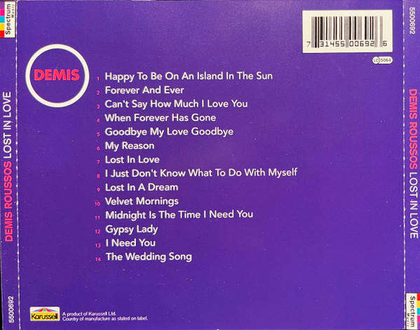 Demis Roussos - Lost In Love CD Import