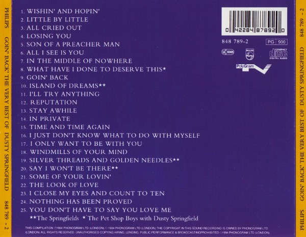 Dusty Springfield - Goin' Back - Very Best (1962 - 1994) CD Import