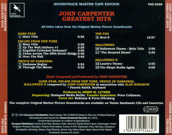 John Carpenter - Greatest Hits CD Import