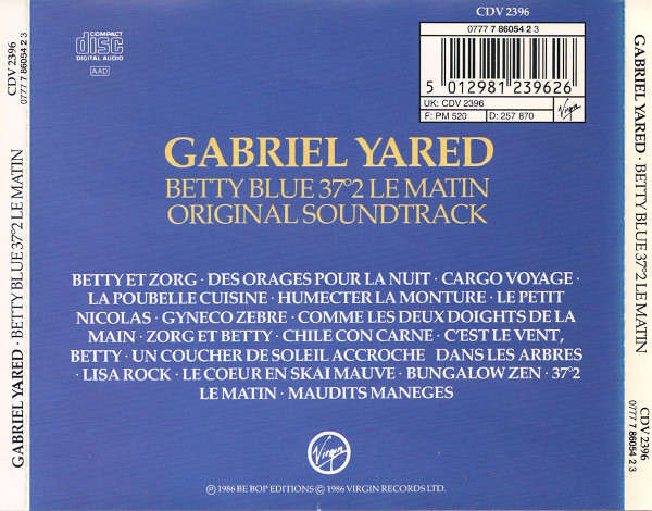 Soundtrack Gabriel Yared - Betty Blue 37°2 Le Matin CD Import