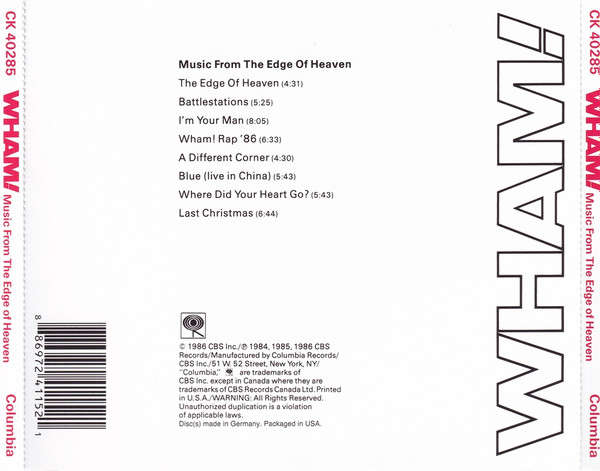 Wham! - Music From the Edge of Heaven CD Import
