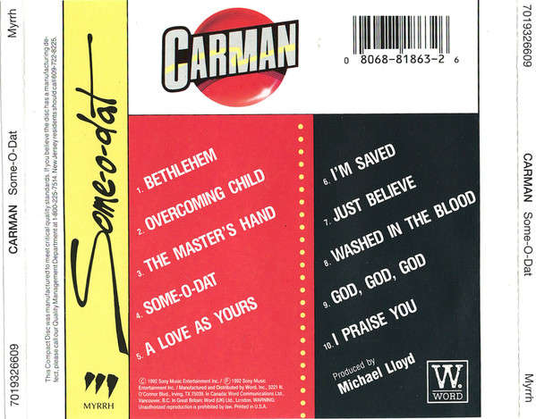 Carman - Some-O-Dat CD Import
