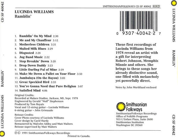 Lucinda Williams - Ramblin' CD Import