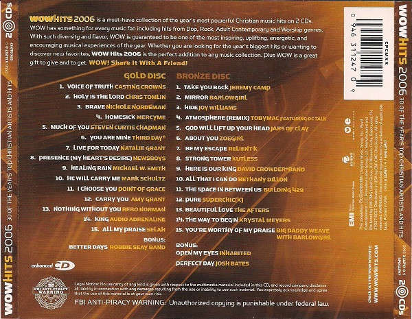 Various - Wow Hits 2006 (30 of the Year's Top Christian Artists & Hits) Double CD Import