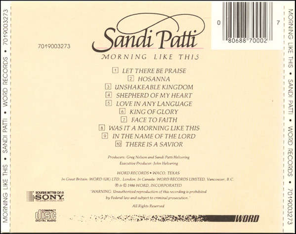 Sandi Patti - Morning Like This CD Import