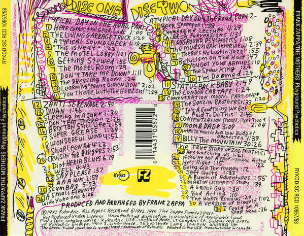 Frank Zappa & Mothers of Invention - Playground Psychotics Double CD Import