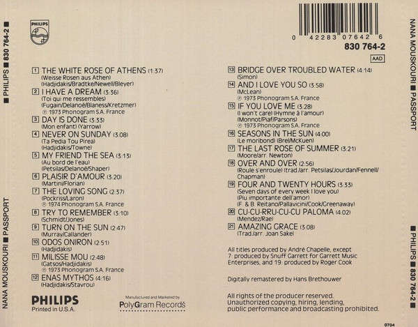 Nana Mouskouri - Passport (Best of) CD Import