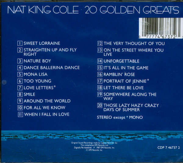 Nat King Cole - 20 Golden Greats CD Import