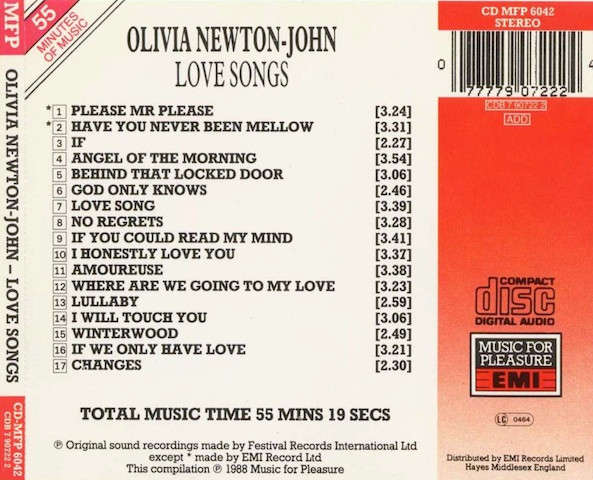 Olivia Newton-John - Love Songs CD Import