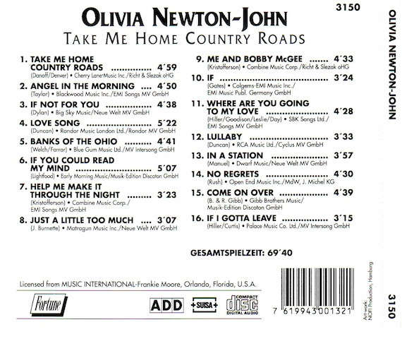 Olivia Newton-John - Take Me Home Country Roads CD Import