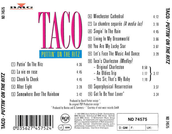 Taco - Puttin' On the Ritz CD Import